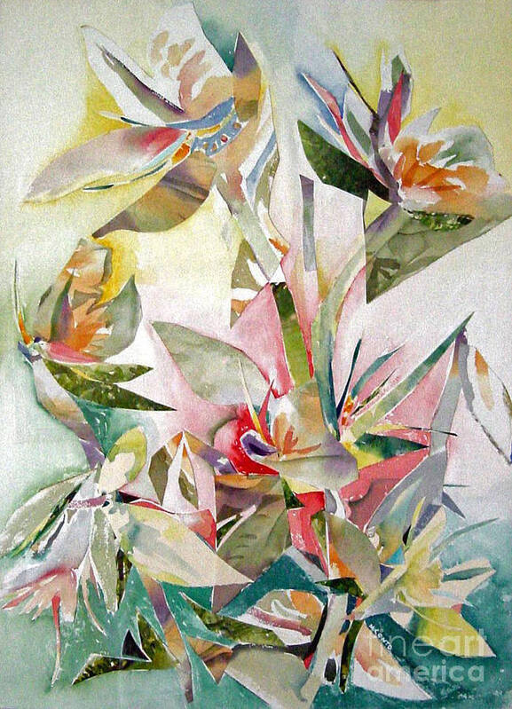 Flowers Poster featuring the painting Birds of Paradise by Mafalda Cento