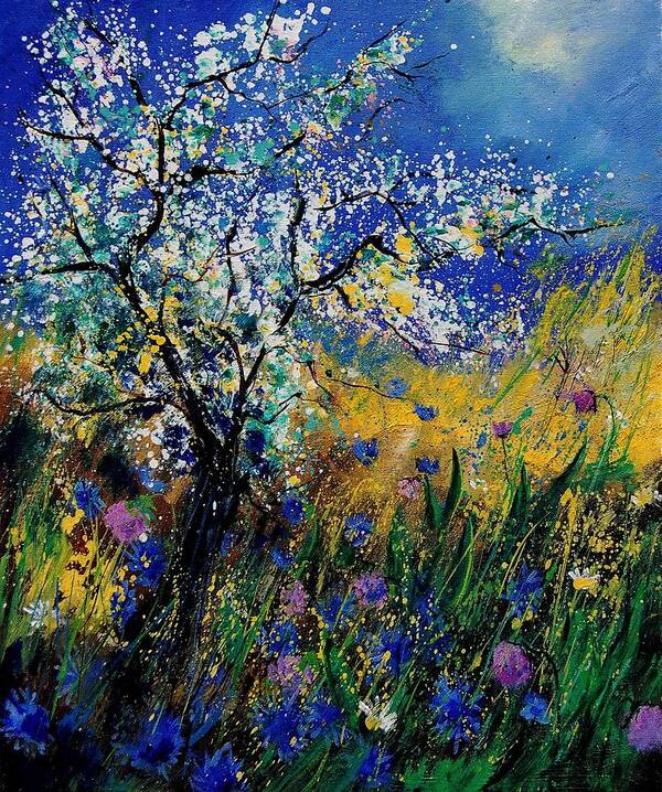 Spring Poster featuring the painting Blooming appletree by Pol Ledent