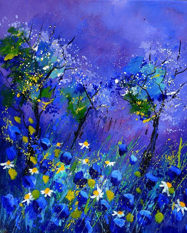 Flowers Poster featuring the painting Blue flowers 567160 by Pol Ledent