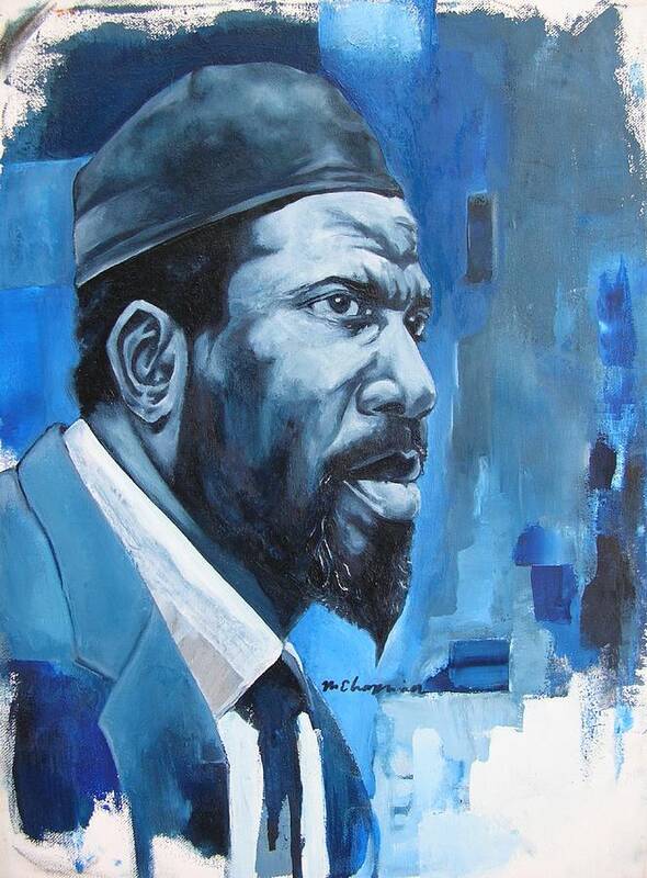 Thelonious Monk Blue Piano Jazz Poster featuring the painting Blue Monk by Martel Chapman