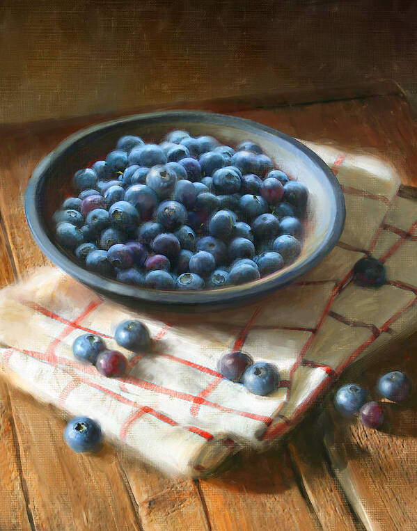 Blueberries Poster featuring the painting Blueberries by Robert Papp
