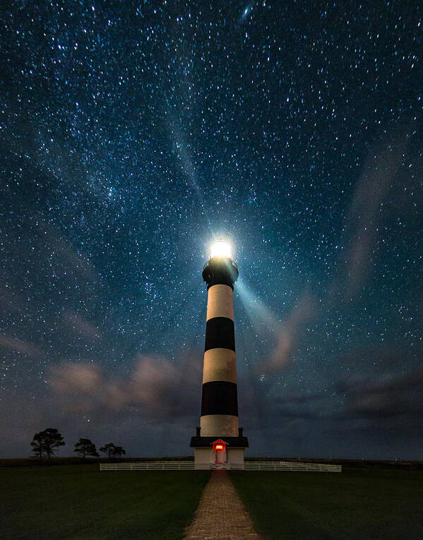 Bodie Poster featuring the photograph Bodie Lighthouse Under the Stars by Nick Noble