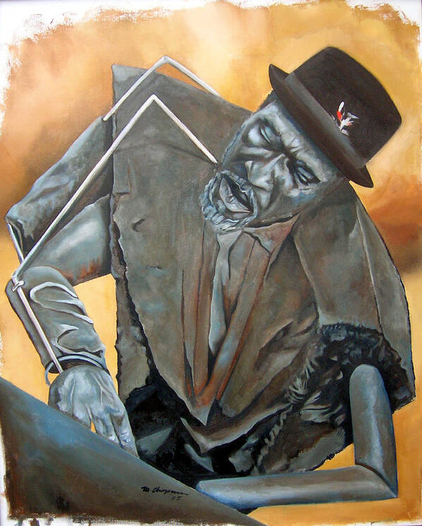 Thelonious Monk Jazz Piano Poster featuring the painting Bronze Monk by Martel Chapman