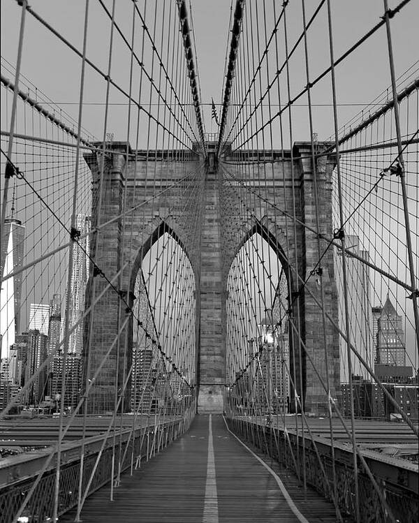 Brooklyn Bridge Poster featuring the photograph Brooklyn Bridge Tower by Adam Rainoff