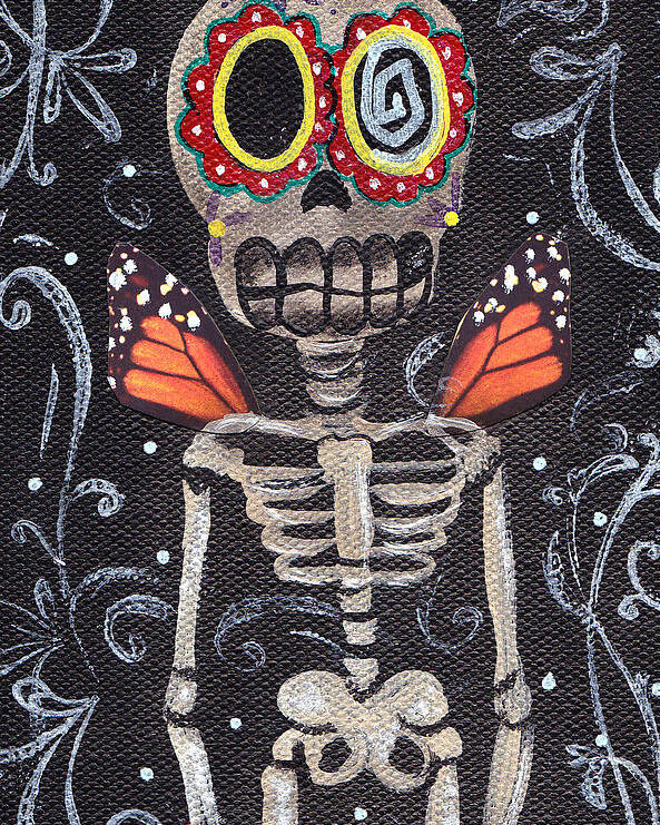Day Of The Dead Poster featuring the painting Butterfly by Abril Andrade