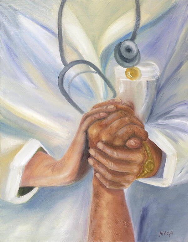 Nursing Poster featuring the painting Caring A Tradition of Nursing by Marlyn Boyd