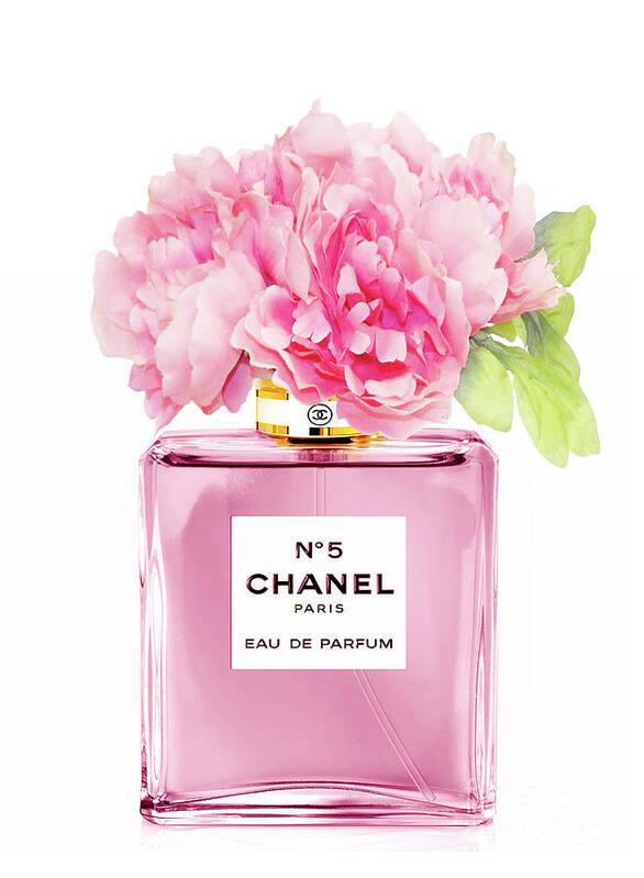 Chanel N5 Pink With Flowers Poster by Green Palace