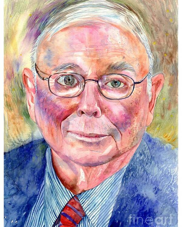 Charlie Poster featuring the painting Charlie Munger painting by Suzann Sines