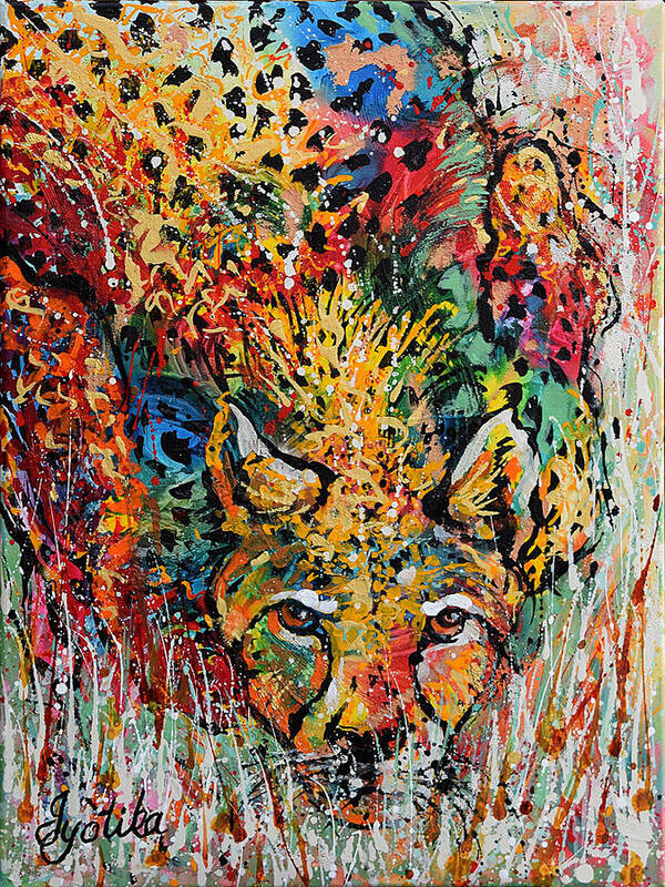 Cheetah Poster featuring the painting Cheetah Stalking by Jyotika Shroff
