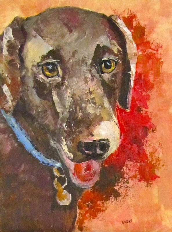 Dog Poster featuring the painting Chocolate by Barbara O'Toole