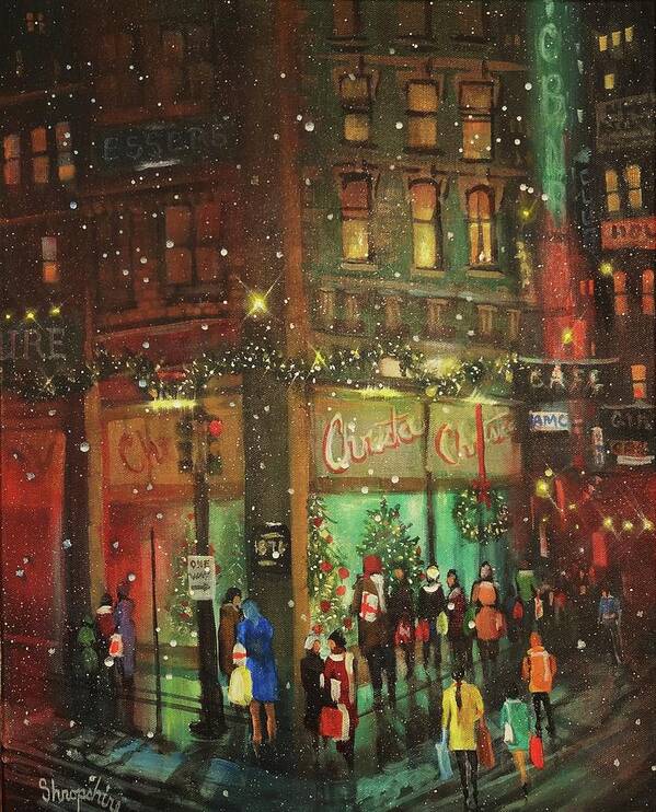 Old Chicago Poster featuring the painting Christmas Shopping by Tom Shropshire