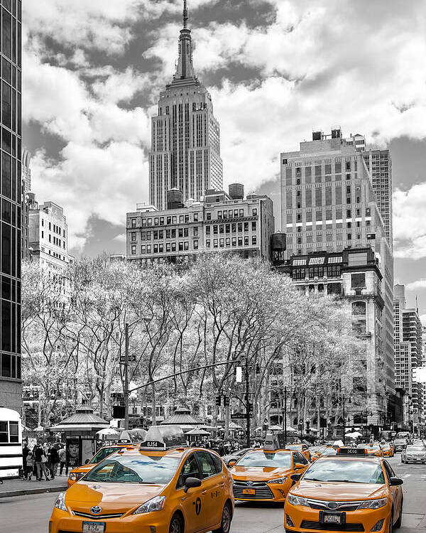Empire State Building Poster featuring the photograph City Of Cabs by Az Jackson