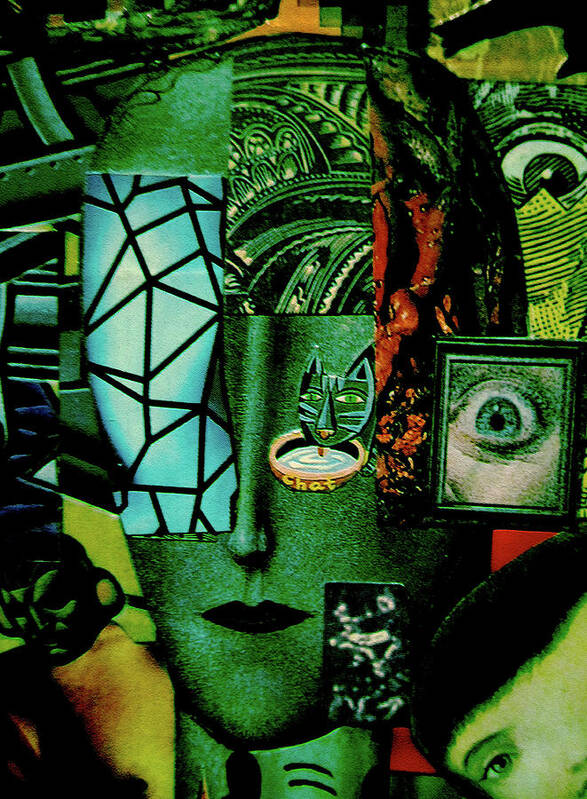 Collage Poster featuring the painting Collage Head by Steve Fields