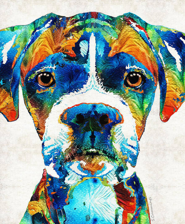 Boxer Poster featuring the painting Colorful Boxer Dog Art By Sharon Cummings by Sharon Cummings
