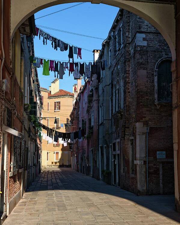 Venice Poster featuring the photograph Colorful Communal Clotheslines by Allan Van Gasbeck