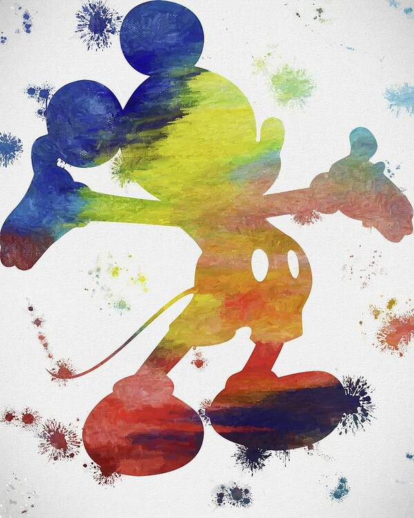 Colorful Mickey Mouse Paint Splatter Poster