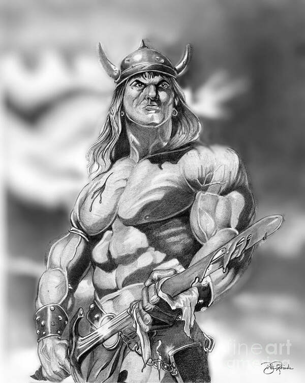 Pencil Poster featuring the drawing Conan by Bill Richards