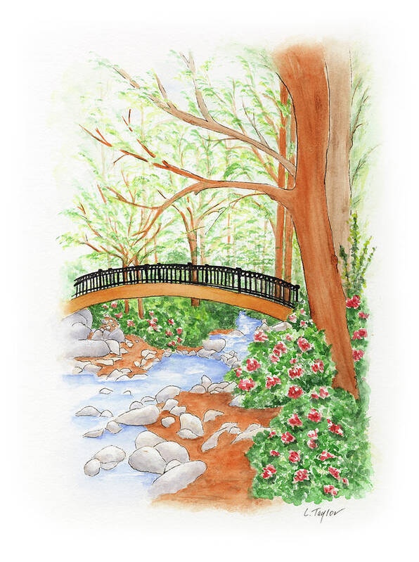 Lithia Park Poster featuring the painting Creek Crossing by Lori Taylor