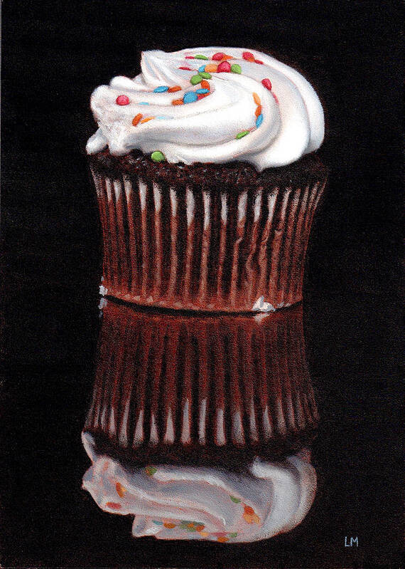 Cupcake Poster featuring the painting Cupcake Reflections by Linda Merchant