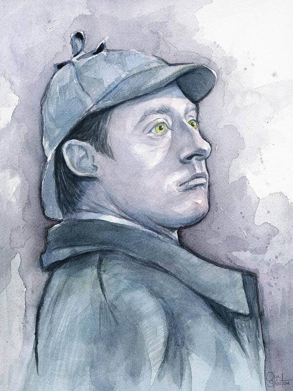 Data Poster featuring the painting Data as Sherlock Holmes by Olga Shvartsur
