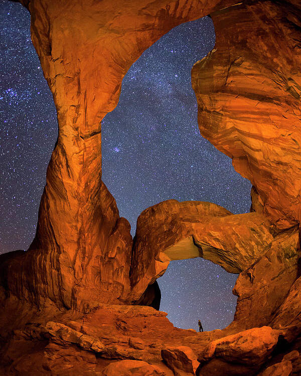 Utah Poster featuring the photograph Double Arch at Night by Whit Richardson
