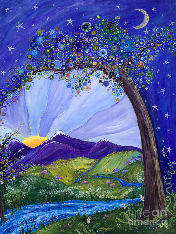 Moon Poster featuring the painting Dreaming Tree by Tanielle Childers