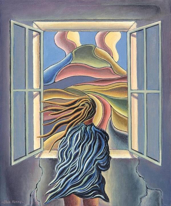Dreamscape Poster featuring the painting Dreamscape With Girl By Window by Alan Kenny