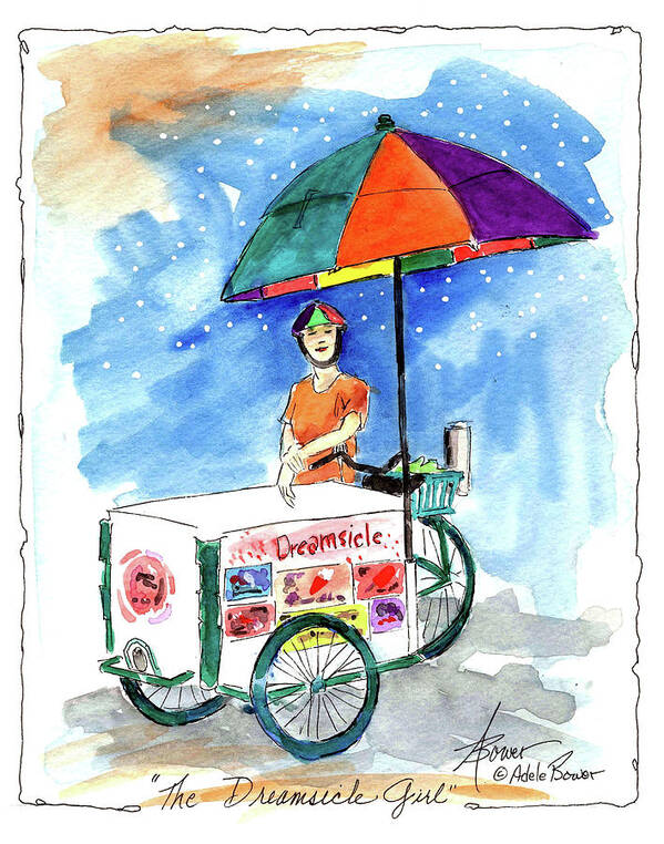 Ice Cream Poster featuring the painting Dreamsicle Girl by Adele Bower
