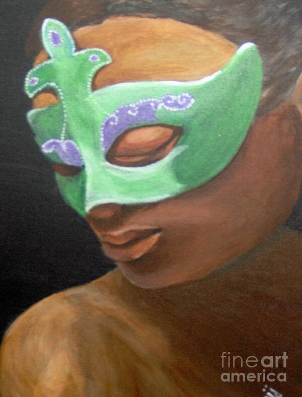 Poetry Poster featuring the painting Dunbar's Mask by Saundra Johnson