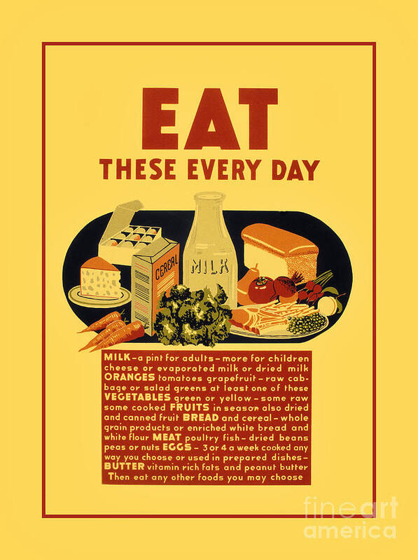 Eat Healthy Food Retro Vintage School Poster By Heidi De Leeuw - Pixels