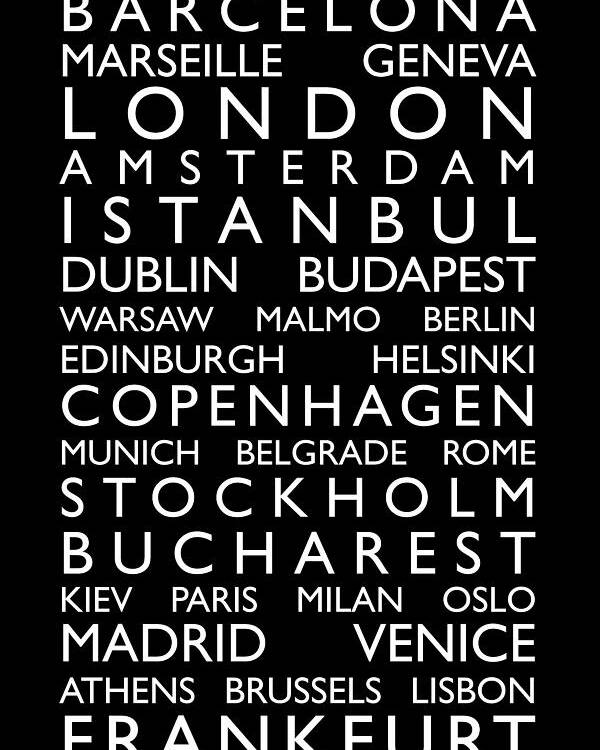 Europe Poster featuring the digital art Europe Cities Bus Roll by Michael Tompsett