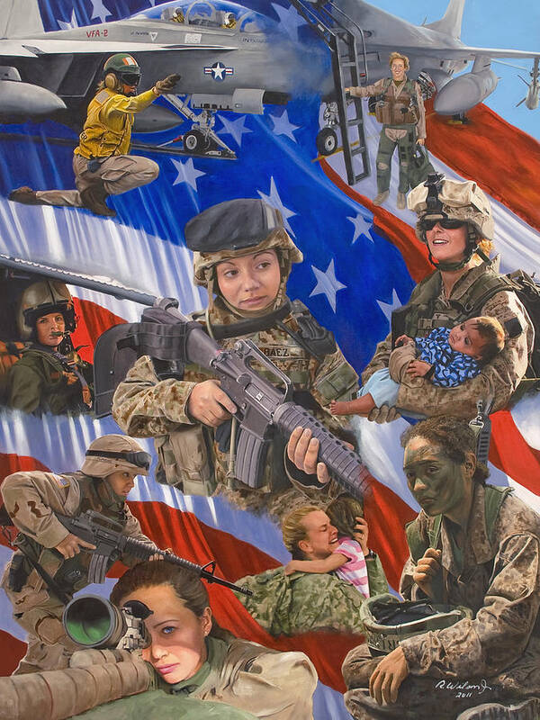War Poster featuring the painting Fair Faces of Courage by Karen Wilson