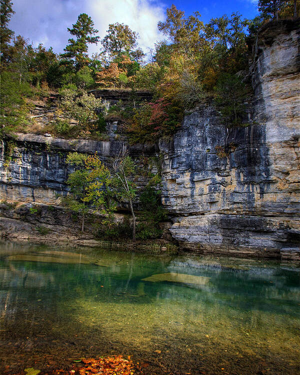 Hdr Poster featuring the photograph Fall Bluff at Ozark Campground by Michael Dougherty