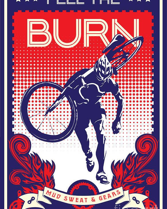 Cyclocross Art Poster featuring the painting Feel the Burn by Sassan Filsoof
