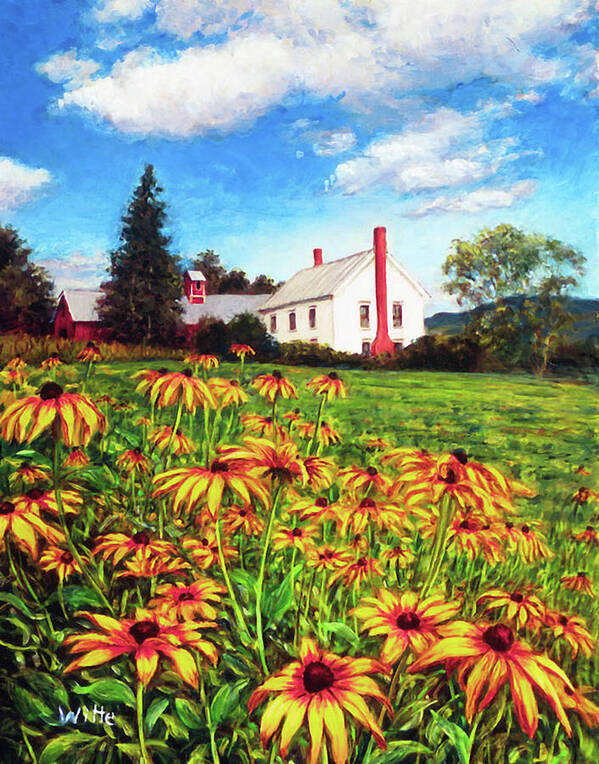 Gardenscape Poster featuring the painting Field of Black Eyed Susans by Marie Witte