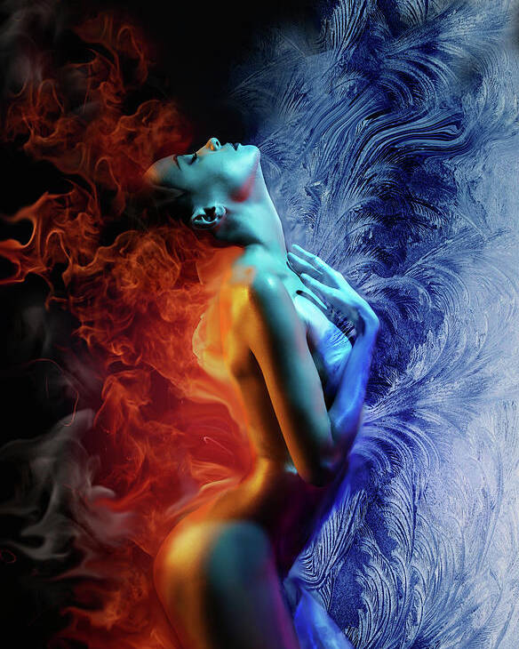 Fire And Ice Poster featuring the digital art Fire and Ice by Lilia D