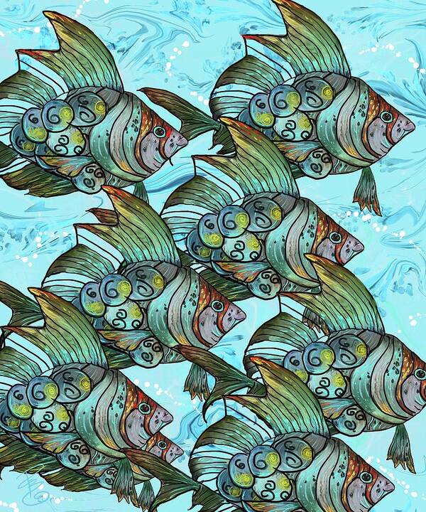 Fish Poster featuring the digital art Fishy Fishy by Debra Baldwin