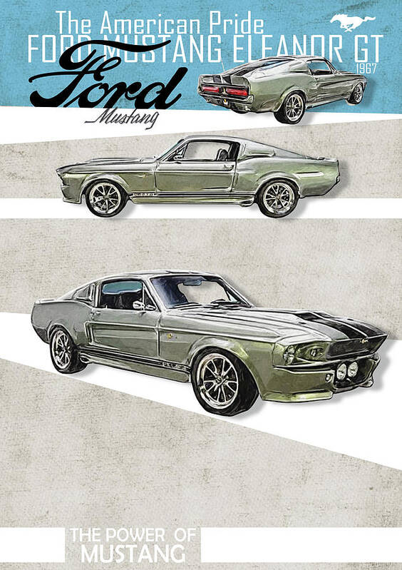 Eleanor Ford Mustang 1967 Collection  Wall Poster Grand format A0 LARGE 