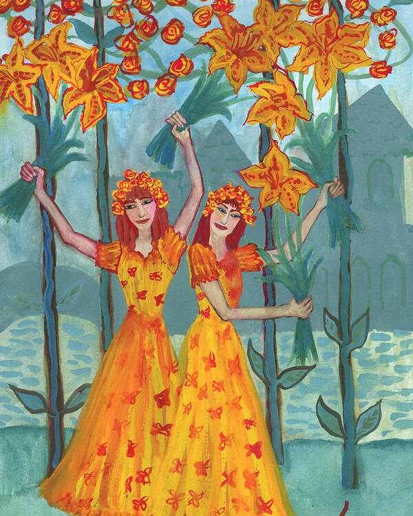 Tarot Poster featuring the painting Four Of Wands Illustrated by Sushila Burgess
