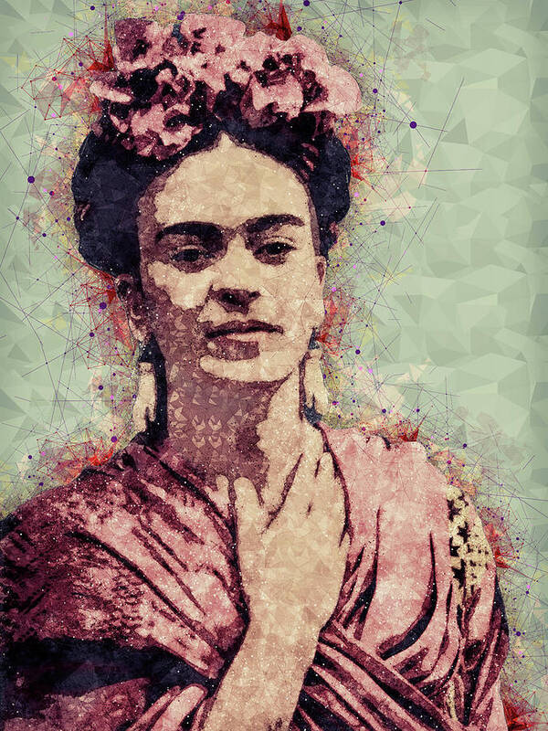 Frida Kahlo Poster featuring the mixed media Frida Kahlo - Contemporary Style Portrait by Studio Grafiikka