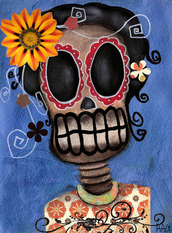 Day Of The Dead Poster featuring the painting Frida Muerta by Abril Andrade