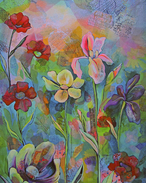 Garden Poster featuring the painting Garden of Intention - Triptych Center Panel by Shadia Derbyshire