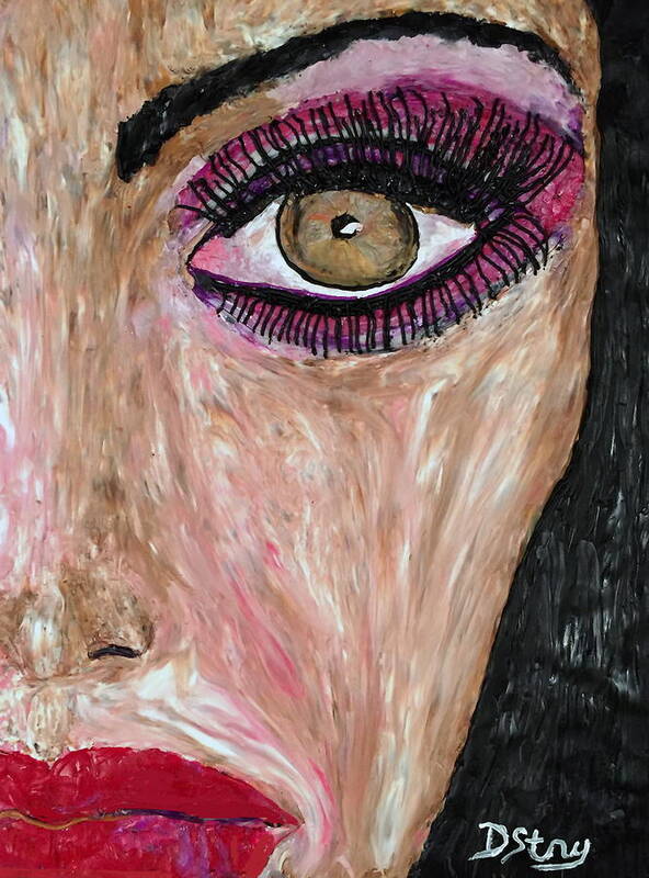 Face Poster featuring the mixed media Gia by Deborah Stanley