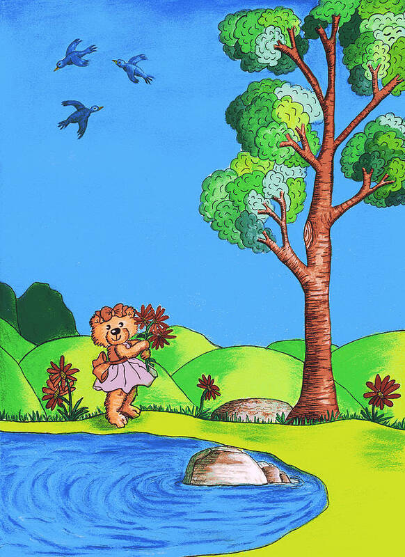 Bear Poster featuring the painting Girly Bear by Christina Wedberg
