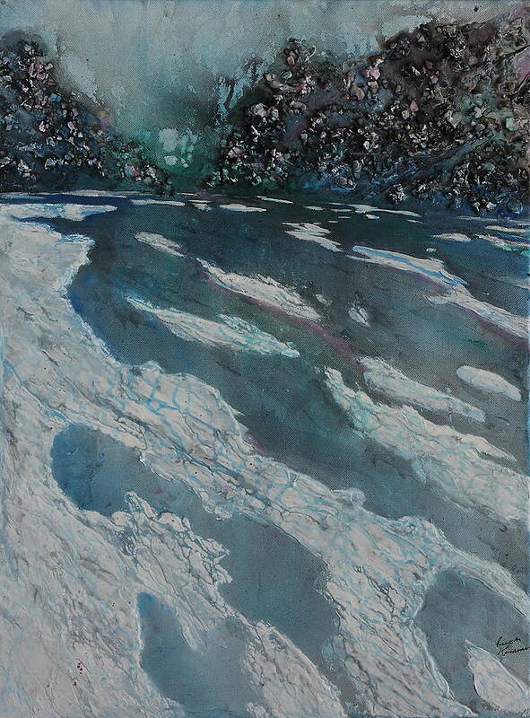 Ice Poster featuring the painting Glacial Moraine by Ruth Kamenev