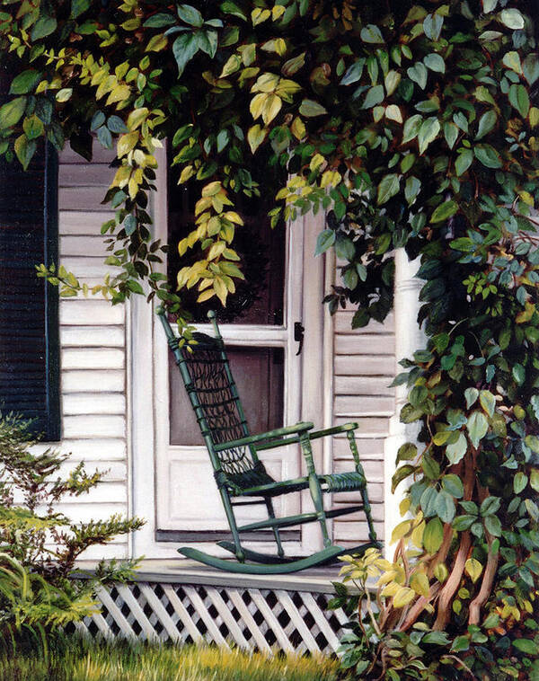 Farmhouse Poster featuring the painting Green Rocking Chair by Marie Witte