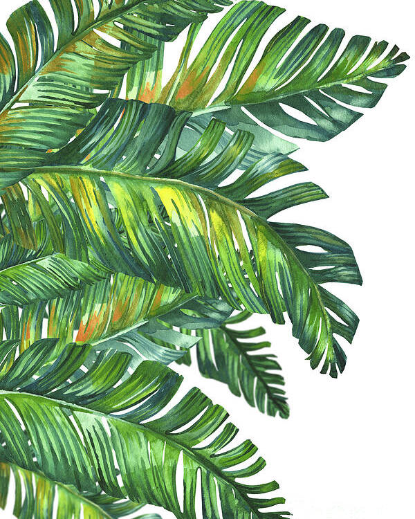 Tropical Leaves Poster featuring the painting Green Tropic by Mark Ashkenazi