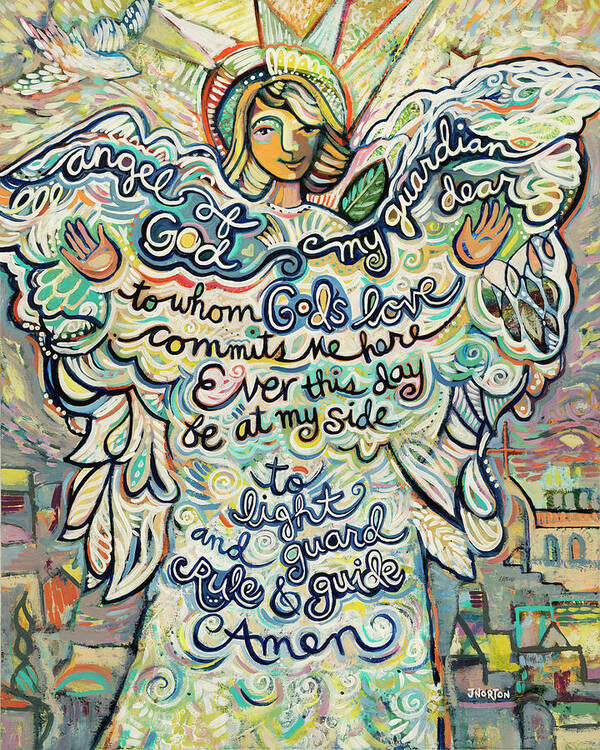 Jen Norton Poster featuring the painting Guardian Angel by Jen Norton