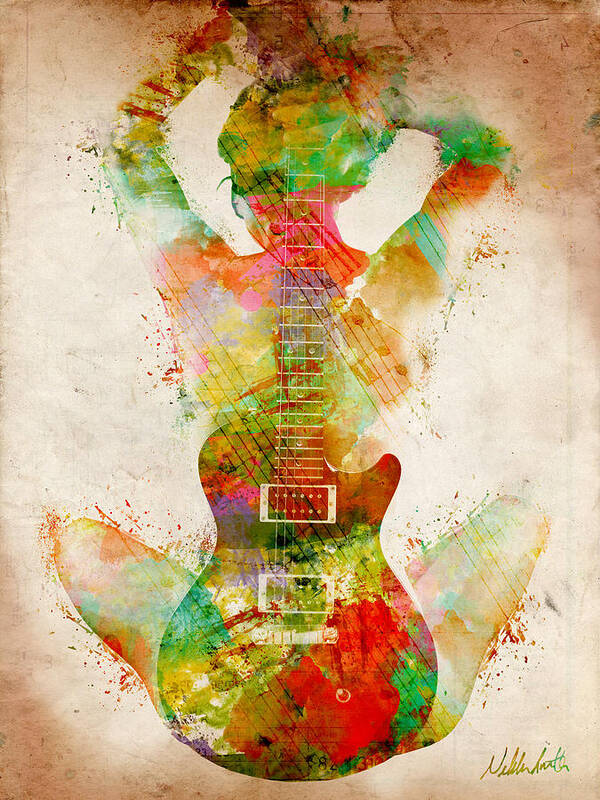 Guitar Poster featuring the digital art Guitar Siren by Nikki Smith