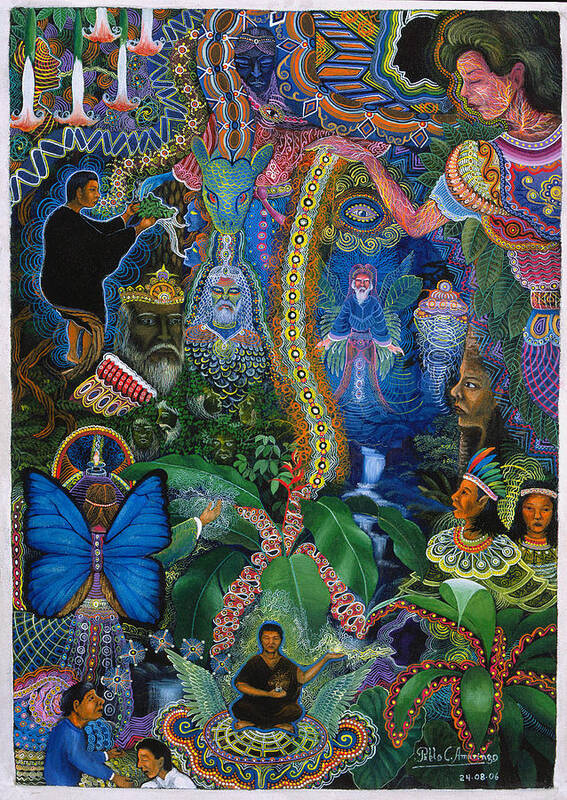 Pablo Amaringo Poster featuring the painting Hada de Pero Nuga by Pablo Amaringo